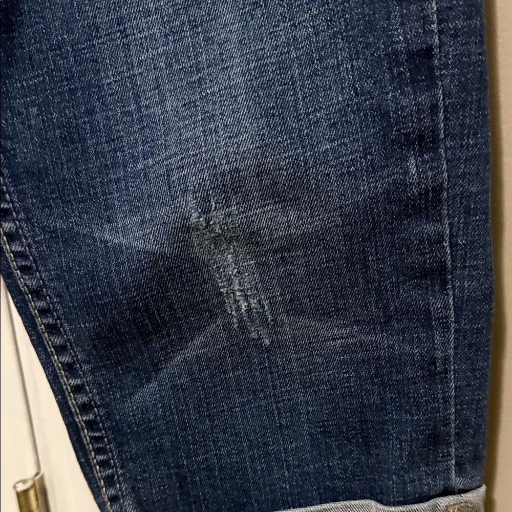 Seven7 Women’s Cuffed Distressed Deep Blue Cropped Jeans – Size 10 - Picture 7 of 16